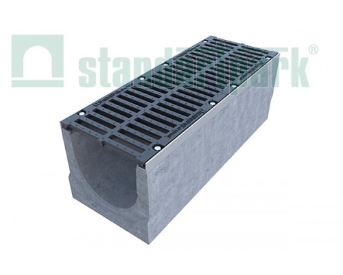 Лоток водоотводный BetoMax ЛВ-30.38.36-Б бетонный с решёткой щелевой чугунной ВЧ кл. Е (комплект) 04750